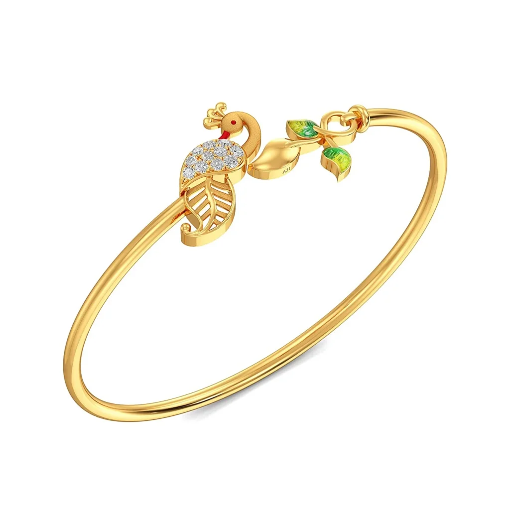 Peacock Elegance Gold Bangle