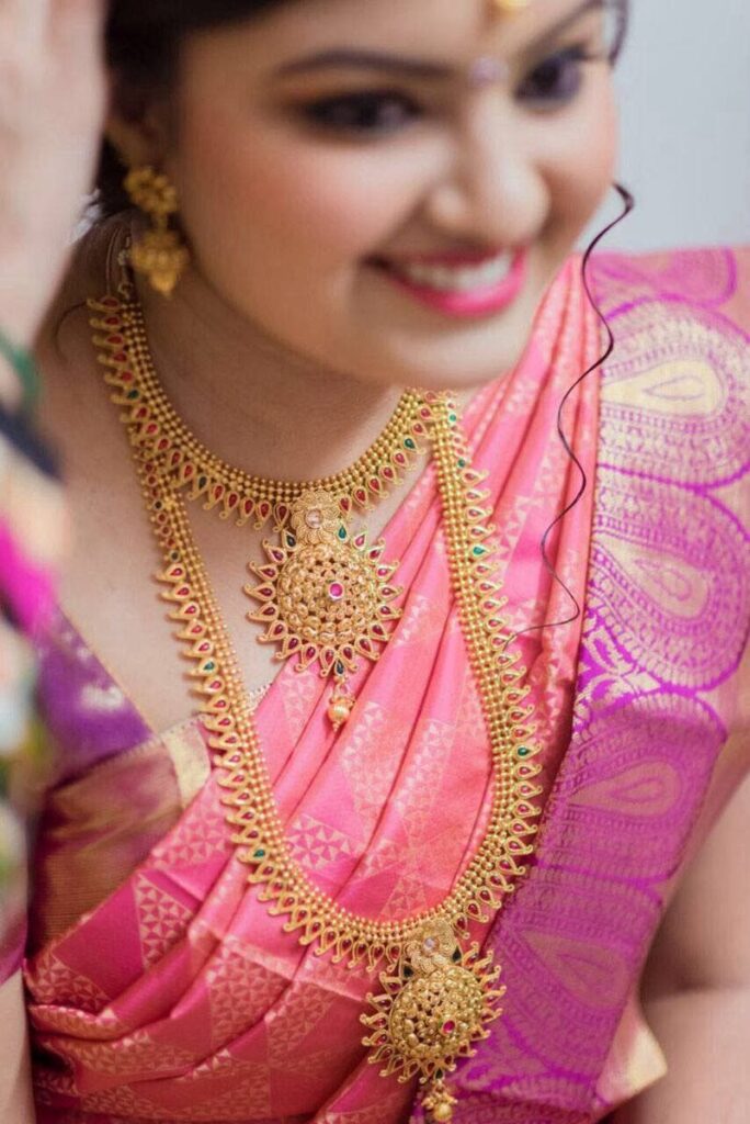 Traditional South Indian Bridal Gold Necklace Set