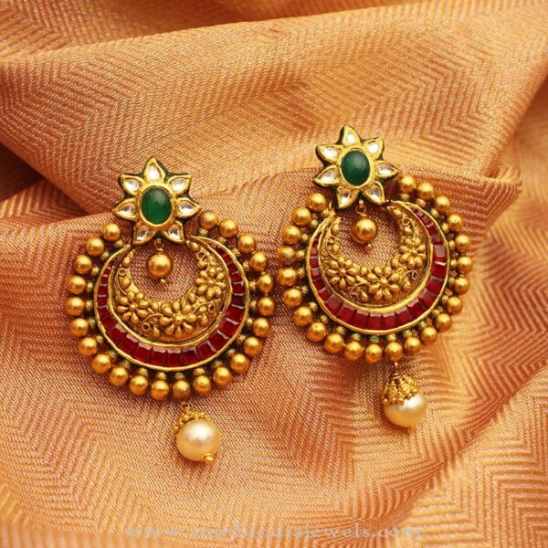 Antique Kundan Chandbali Earrings