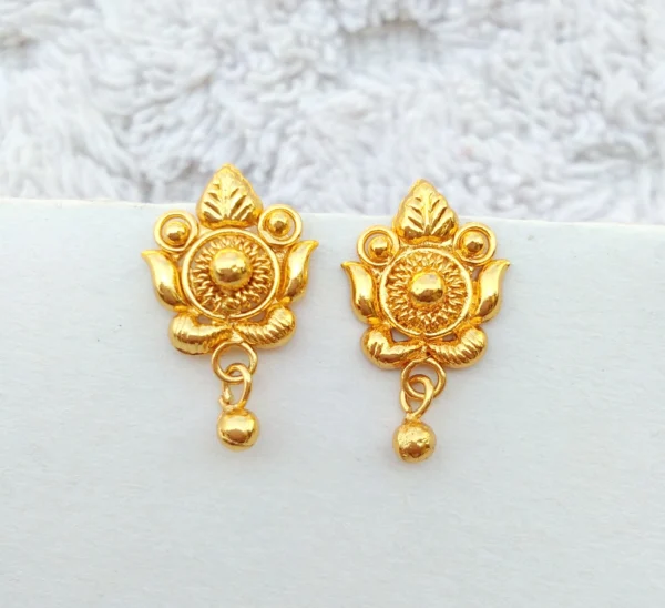 Traditional Gold Lotus Stud Earrings